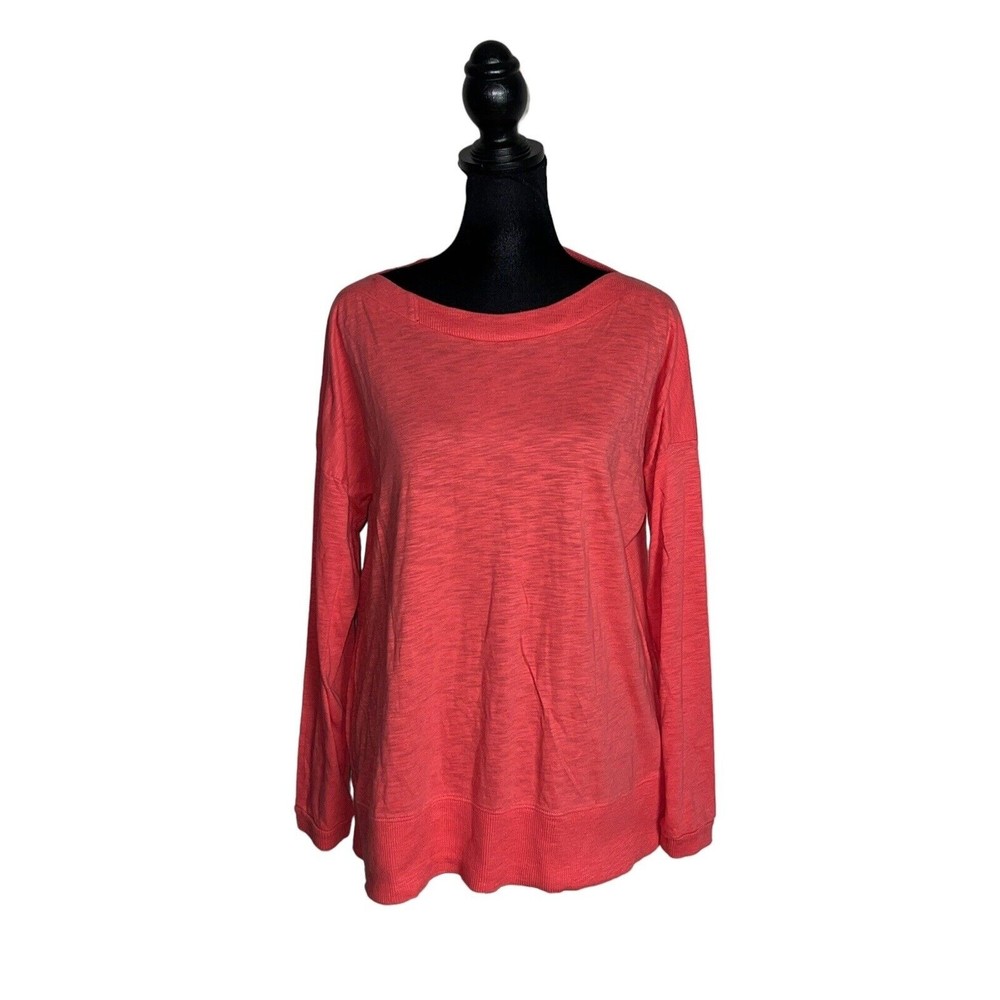 Soft Surroundings Womens Large Orange Stretch Knit Long Sleeves Tunic Top
